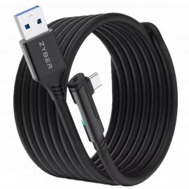 Кабель link Zyber 5 метров с индикацией (USB-A на Type-C) Черный