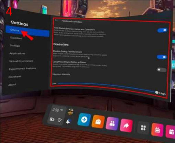 Настройка трекинга Oculus Quest 2 пункт 4