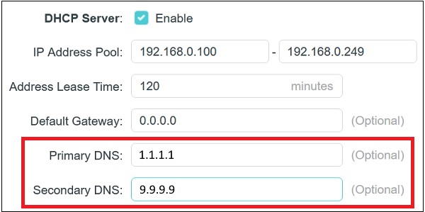 8.26.56.26; 1.1.1.1; 8.8.8.8; 9.9.9.9; 8.8.4.4