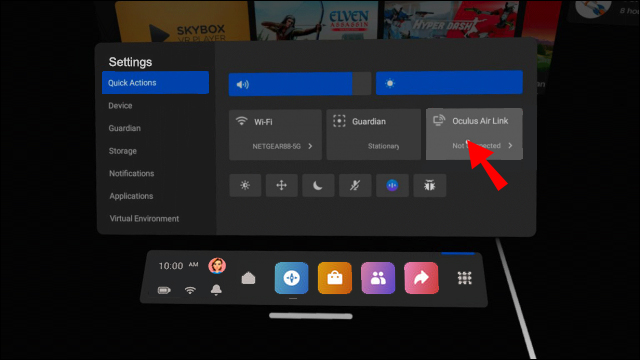 Выберите Oculus Air Link