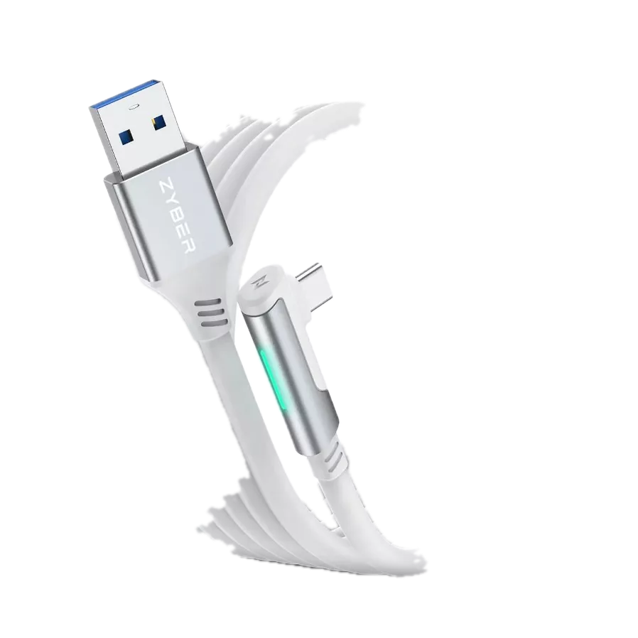 Кабель link Zyber 5 метров с индикацией (USB-A на Type-C), белый