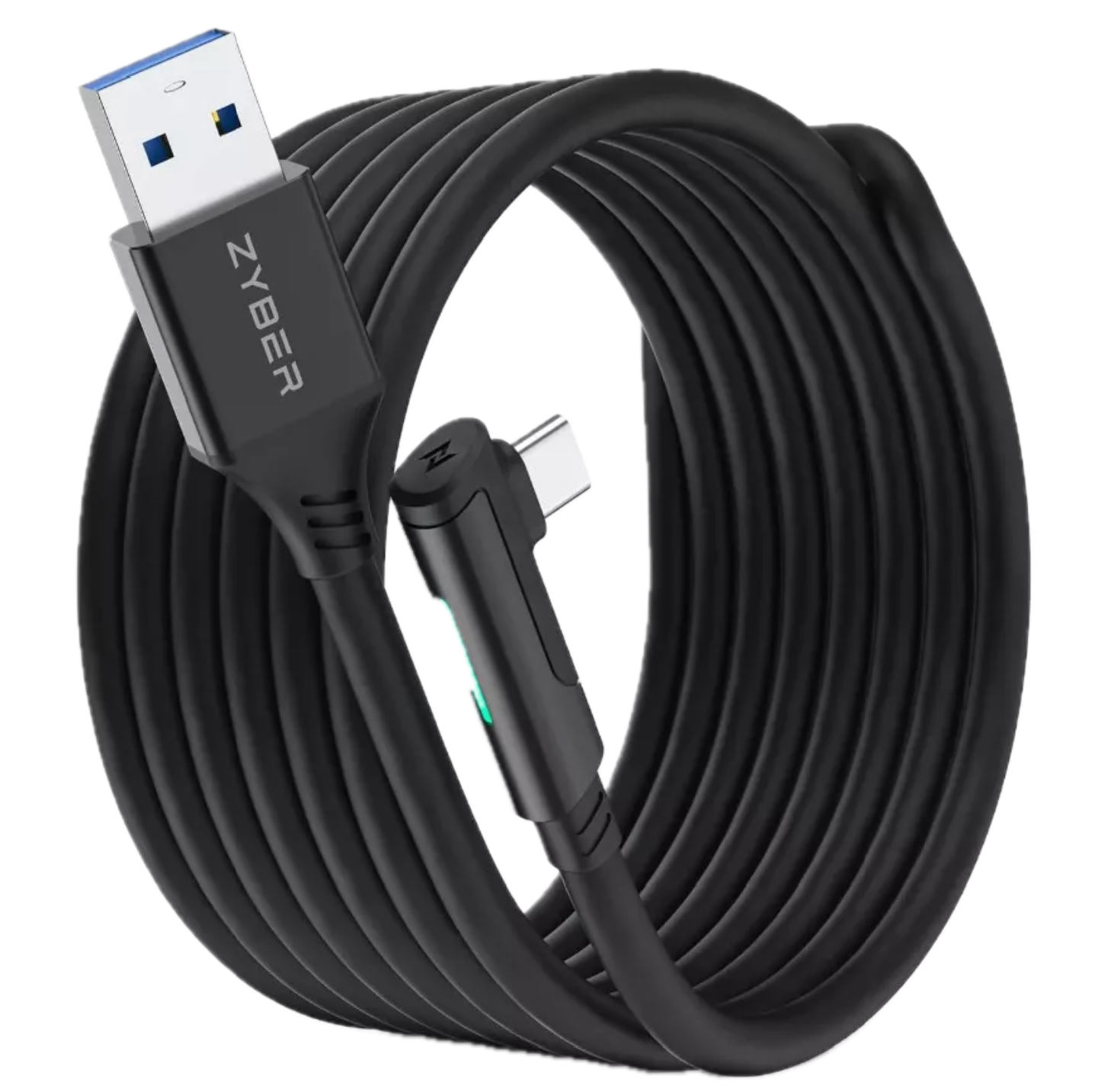 Кабель link Zyber 5 метров с индикацией (USB-A на Type-C) Черный